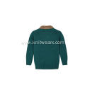 Boy's Knitted Cable Front Buttoned Shawl Neck Pullover